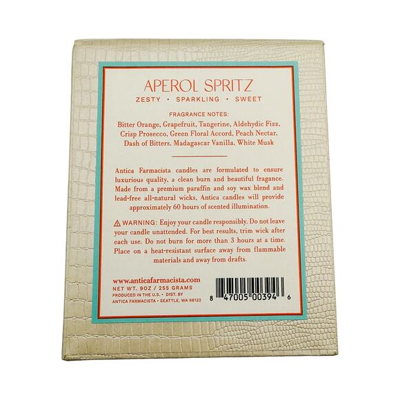 New Antica Farmacista Aperol Spritz Luxury Scented 60-Hour Jar Candle in Box - Picture 4 of 5